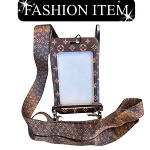 BADGE HOLDER & NECKLACE: Brown & Beige/Cream, NWOT